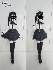 画像16: 【Puppet Bombs】Q304 レース切り替えスタンドカラーブラウス (16)