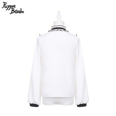 画像2: 【Puppet Bombs】Q304 レース切り替えスタンドカラーブラウス (2)