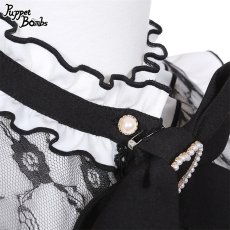 画像4: 【Puppet Bombs】Q304 レース切り替えスタンドカラーブラウス (4)