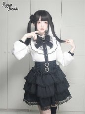 画像10: 【Puppet Bombs】Q304 レース切り替えスタンドカラーブラウス (10)