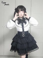 画像12: 【Puppet Bombs】Q304 レース切り替えスタンドカラーブラウス (12)