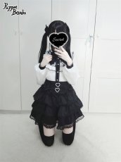 画像14: 【Puppet Bombs】Q304 レース切り替えスタンドカラーブラウス (14)