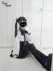 画像15: 【Puppet Bombs】Q304 レース切り替えスタンドカラーブラウス (15)