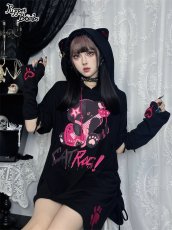 画像8: 【PuppetBombs】Q306 CAT ROCKねこみみフードワンピース【30%OFF】 (8)