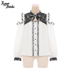 画像1: 【PuppetBombs】Q33 胸空きレーシーオフショルブラウス (1)