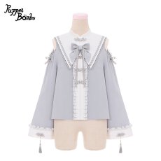 画像1: 【Last one】【PuppetBombs】Q345 オープンショルダーチャイナフレア袖トップス (1)