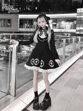 画像11: 【PuppetBombs】Q352 十字架刺繍入り長袖ワンピース (11)