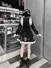 画像13: 【PuppetBombs】Q352 十字架刺繍入り長袖ワンピース (13)