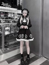 画像9: 【PuppetBombs】Q352 十字架刺繍入り長袖ワンピース (9)