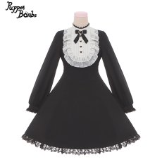 画像1: 【Last one】【Puppet Bombs】Q355 ヨーク切り替えスタンド襟長袖ワンピース (1)