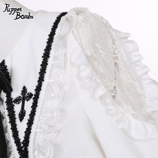 画像4: 【PuppetBombs】Q364 ショルダーレースクロスカラーブラウス (4)