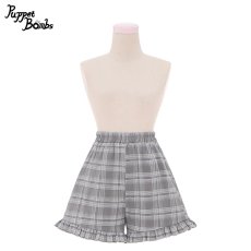 画像3: 【PuppetBombs】Q385 ハートボタンチェックレイヤード風セットアップ (3)