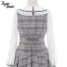 画像4: 【PuppetBombs】Q385 ハートボタンチェックレイヤード風セットアップ (4)