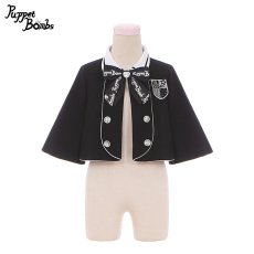 画像1: 【PuppetBombs】Q386  エンブレム付きケープシルエットコート (1)