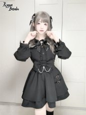 画像10: 【PuppetBombs】Q388 ベルトデザインリボンフレアスカート (10)