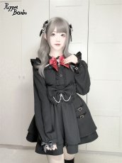 画像7: 【PuppetBombs】Q388 ベルトデザインリボンフレアスカート (7)