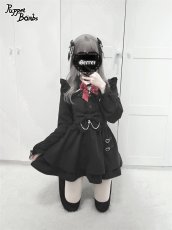 画像13: 【PuppetBombs】Q388 ベルトデザインリボンフレアスカート (13)