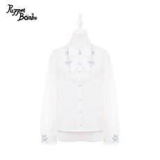 画像1: 【Puppet Bombs】Q390 スクエアヨークリボンブラウス (1)