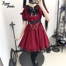 画像2: 【Puppet Bombs】Q402 オフショルハートレイヤード風ワンピース (2)