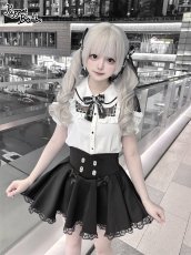 画像7: 【PuppetBombs】Q403 レース切り替えパフ袖ブラウス (7)