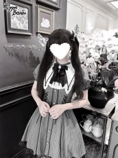 画像4: 【PuppetBombs】Q407 ピンストライプレースアップワンピース (4)