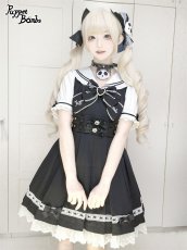 画像6: 【PuppetBombs】レイヤード風セーラーはしごレースワンピース (6)