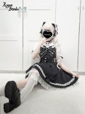 画像11: 【PuppetBombs】レイヤード風セーラーはしごレースワンピース (11)