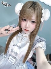 画像16: 【PuppetBombs】Q207 デコルテレーシーパフ袖チャイナトップス (16)