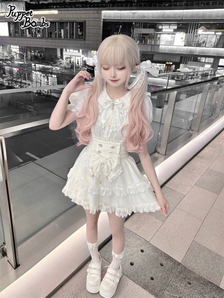 【着画あり】♡Sugar Gloss おリボンカットソー♡ Last one】【PuppetBombs】QS181 ハート×レースリボンヘアクリップ
