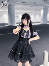 画像2: 【PuppetBombs】QS177 ビジュー付きリボンチョーカー (2)