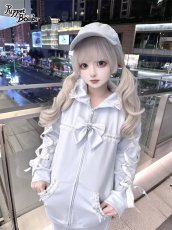 画像4: 【PuppetBombs】Q423お袖レースアップ猫耳パーカー (4)