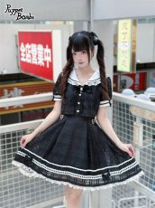 画像4: 【PuppetBombs】Q433シアーチェックレイヤード風ワンピース (4)