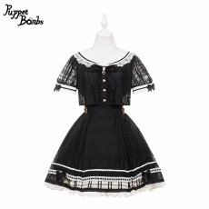 画像1: 【PuppetBombs】Q433シアーチェックレイヤード風ワンピース (1)