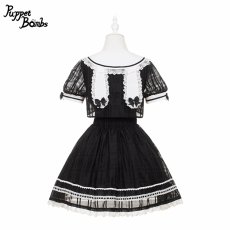 画像2: 【PuppetBombs】Q433シアーチェックレイヤード風ワンピース (2)