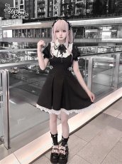 画像4: 【PuppetBombs】Q436 肩レースヨーク切り替えワンピース (4)