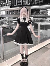 画像9: 【PuppetBombs】Q436 肩レースヨーク切り替えワンピース (9)