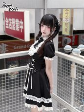 画像4: 【PuppetBombs】Q439 ヨーク切り替えレースアップワンピース (4)