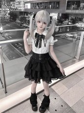 画像6: 【PuppetBombs】Q440 ショルダーレースクロスカラー半袖ブラウス (6)