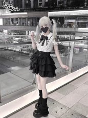 画像8: 【PuppetBombs】Q440 ショルダーレースクロスカラー半袖ブラウス (8)
