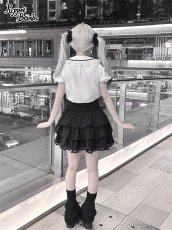 画像9: 【PuppetBombs】Q440 ショルダーレースクロスカラー半袖ブラウス (9)