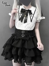 画像10: 【PuppetBombs】Q440 ショルダーレースクロスカラー半袖ブラウス (10)