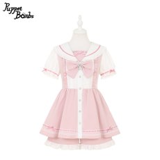 画像1: 【PuppetBombs】Q448はしごレースリボンセーラーセットアップ (1)