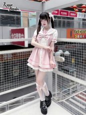 画像5: 【PuppetBombs】Q448はしごレースリボンセーラーセットアップ (5)