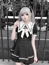 画像1: 【送料無料】Q454 ピンストライプ半袖セットアップ《予約受付》 (1)