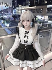 画像2: 【PuppetBombs】Q455 3連リボンフリルブラウス (2)