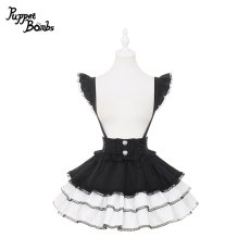 画像1: 【Puppet Bombs】Q456 レースアップサス付きティアードスカート (1)