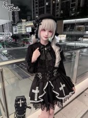 画像4: 【Puppet Bombs】Q459レースクロスフロントカシュクールスカート (4)