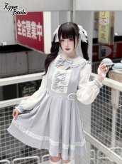 画像3: 【PuppetBombs】Q460胸元シャーリング3連リボンワンピース (3)