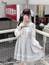 画像2: 【PuppetBombs】Q460胸元シャーリング3連リボンワンピース (2)