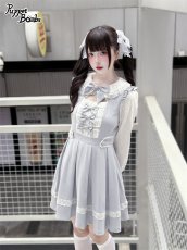 画像7: 【PuppetBombs】Q460胸元シャーリング3連リボンワンピース (7)